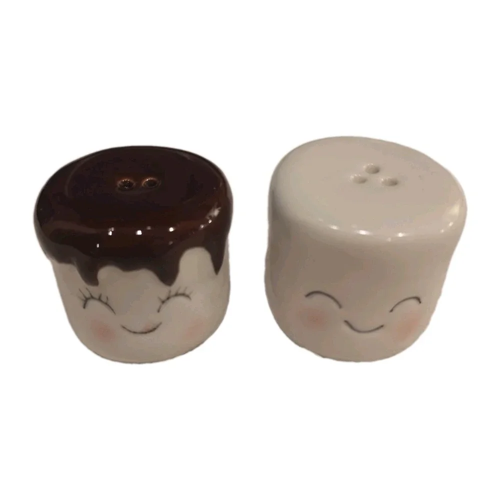 Set Of Smore Salt and Pepper Shakers Marshmallow Heads